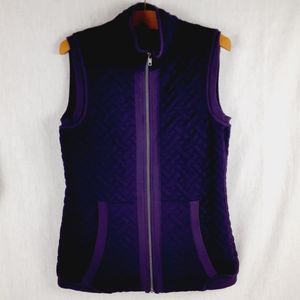 Context Womens Medium Purple Quilted Zipper Sleeveless Vest Jacket New